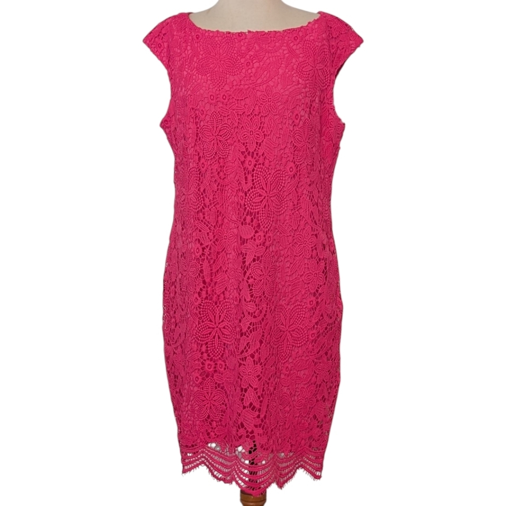 Consigned - Anne Klein - Elegant Guipure Lace Shift Dress
